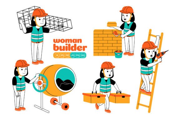 Empowering Visual Narratives: The Strategic Role of the Woman Builder Vector Pack 04