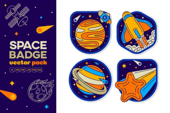 Explore Creativity with Space Badge Vector Pack 05