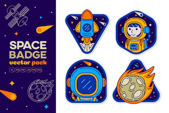 Explore Endless Creativity with Space Badge Vector Pack 03