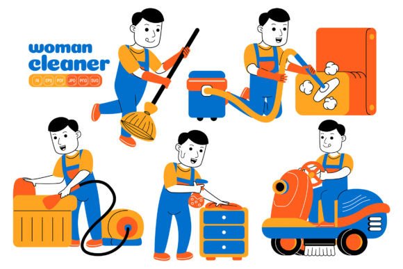 Explore Man House Cleaner Vector Pack 01