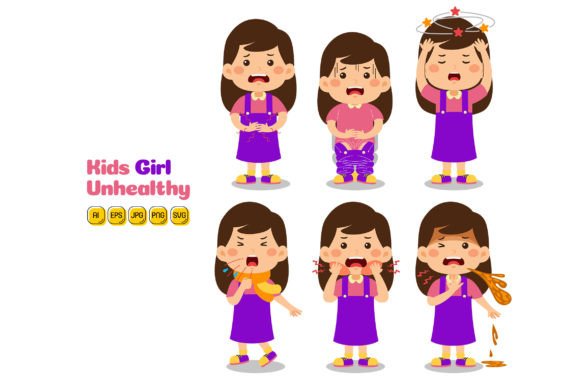 Exploring the Kids Girl Unhealthy Vector Pack 01
