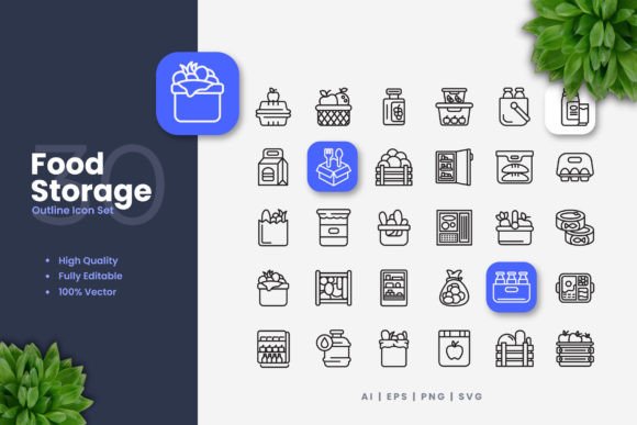 Food Storage Icons: A Vector Graphic Set for Visual Communication