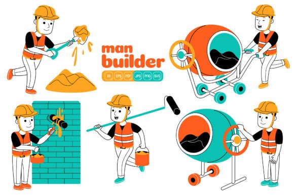 Man Builder Vector Pack 03: A Scalable Asset for Professional Illustration Workflows