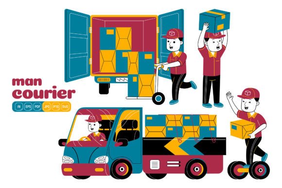 Man Courier Vector Pack 04: Your Swiss Army Knife for Brand Illustration