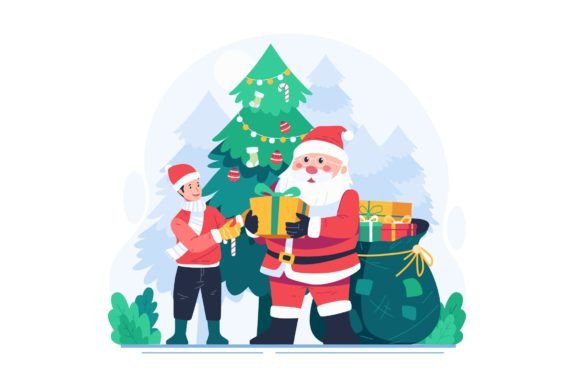 The Magic of Santa Claus Giving a Gift Box to a Boy: A Versatile Asset for Your Creative Projects