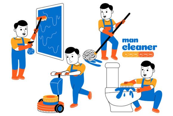 Unleashing Creativity with Man House Cleaner Vector Pack 04