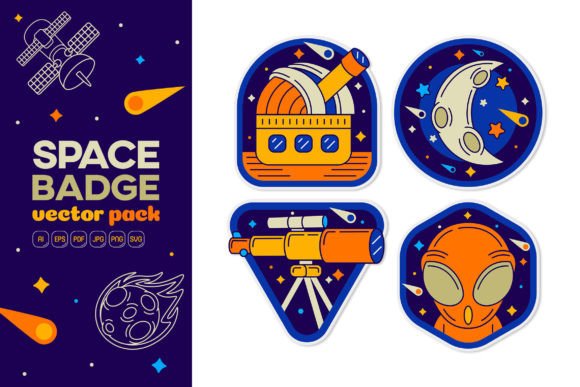 Unlock Creative Potential with Space Badge Vector Pack 01