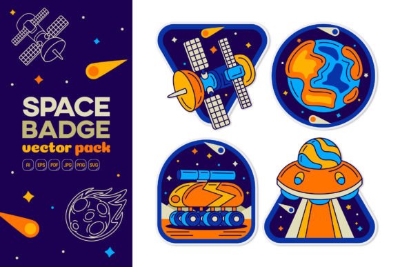 Unlock Your Creativity with the Space Badge Vector Pack 04