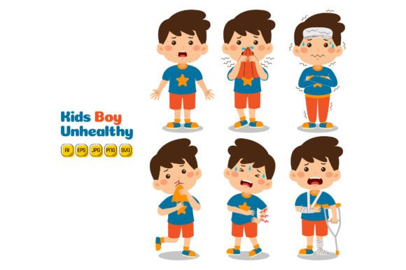 Unlocking Creative Potential with Kids Boy Unhealthy Vector Pack 02