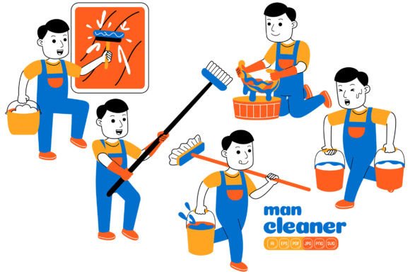 Unlocking Creativity with Man House Cleaner Vector Pack 03