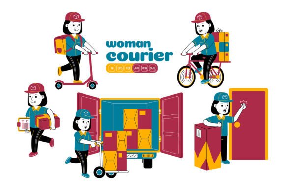 Woman Courier Vector Pack 01: A Comprehensive Resource for Design Projects