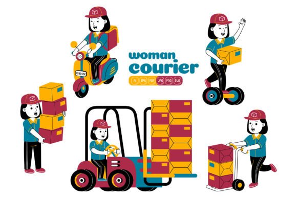 Woman Courier Vector Pack 02: Your Ultimate Toolkit for Dynamic Visual Communication