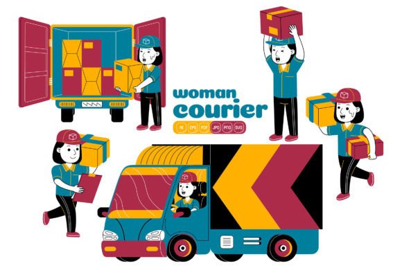 Woman Courier Vector Pack 05: The Ultimate Design Asset Library