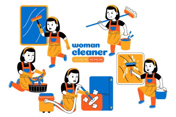 Woman House Cleaner Vector Pack 01: A Versatile Tool for Creative Projects