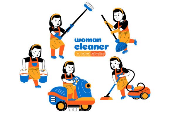 Woman House Cleaner Vector Pack 02